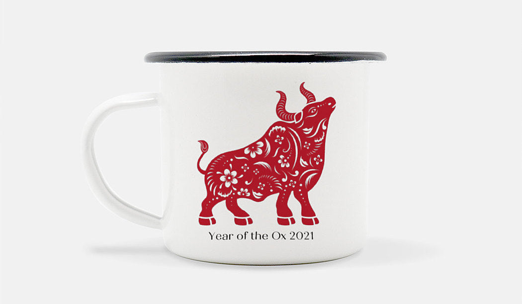 Personalized Year of the Ox Enameled Mug