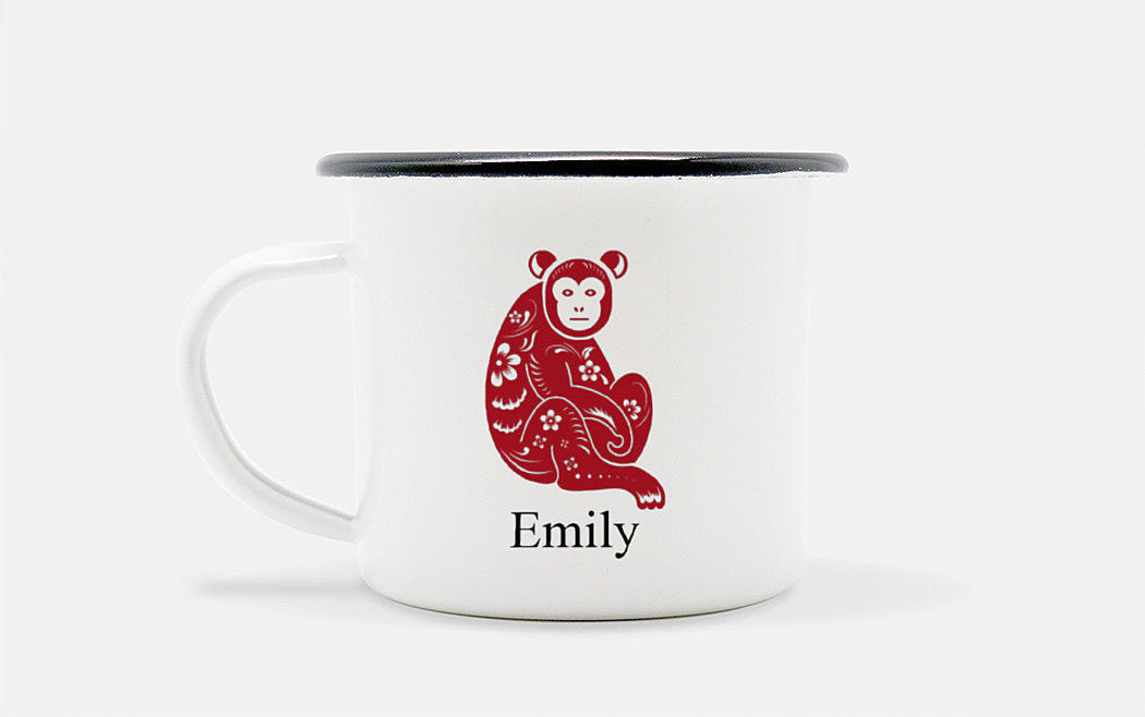 Personalized Double Happiness /Wedding Enameled Mugs