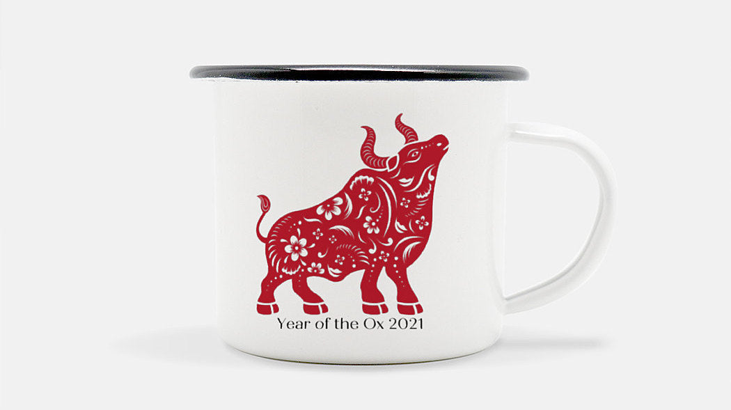 Personalized Year of the Ox Enameled Mug
