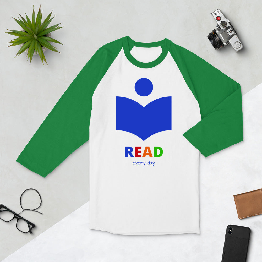 Read Every Day Baseball Shirt in 100% ringspun cotton
