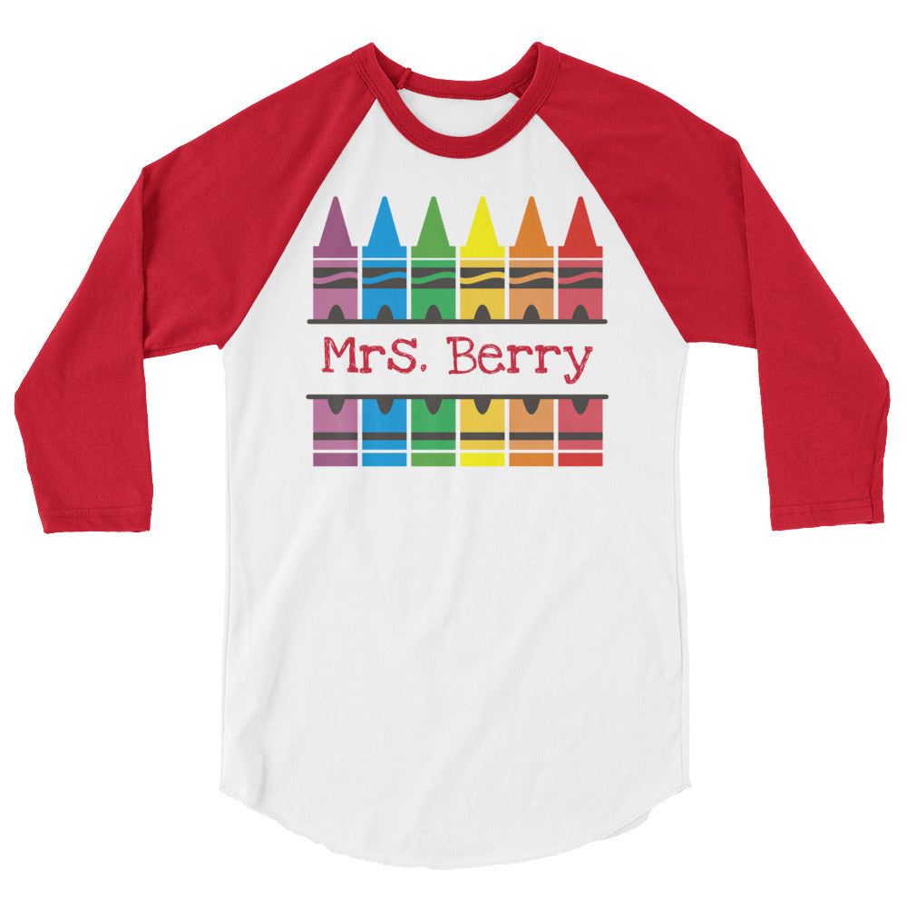 Personalized Crayon Baseball Shirt in 100% Ring-spun Cotton
