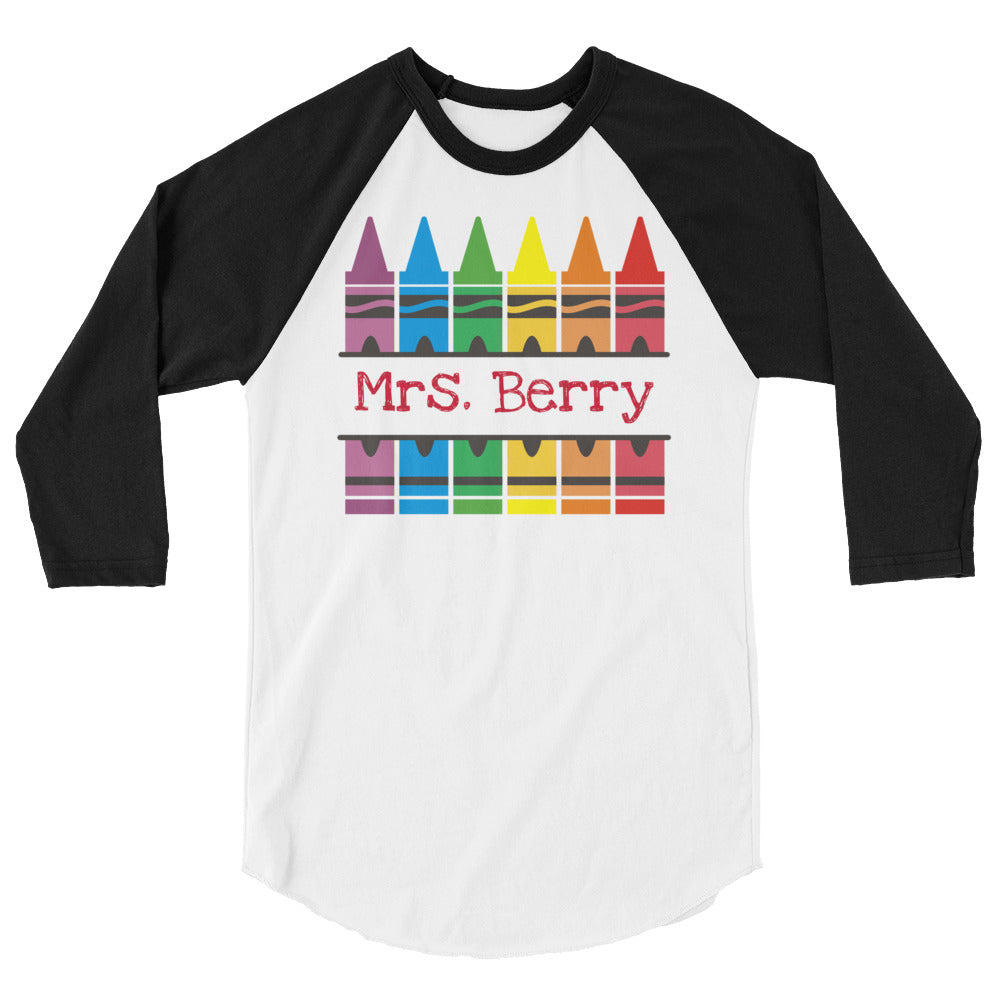Personalized Crayon Baseball Shirt in 100% Ring-spun Cotton