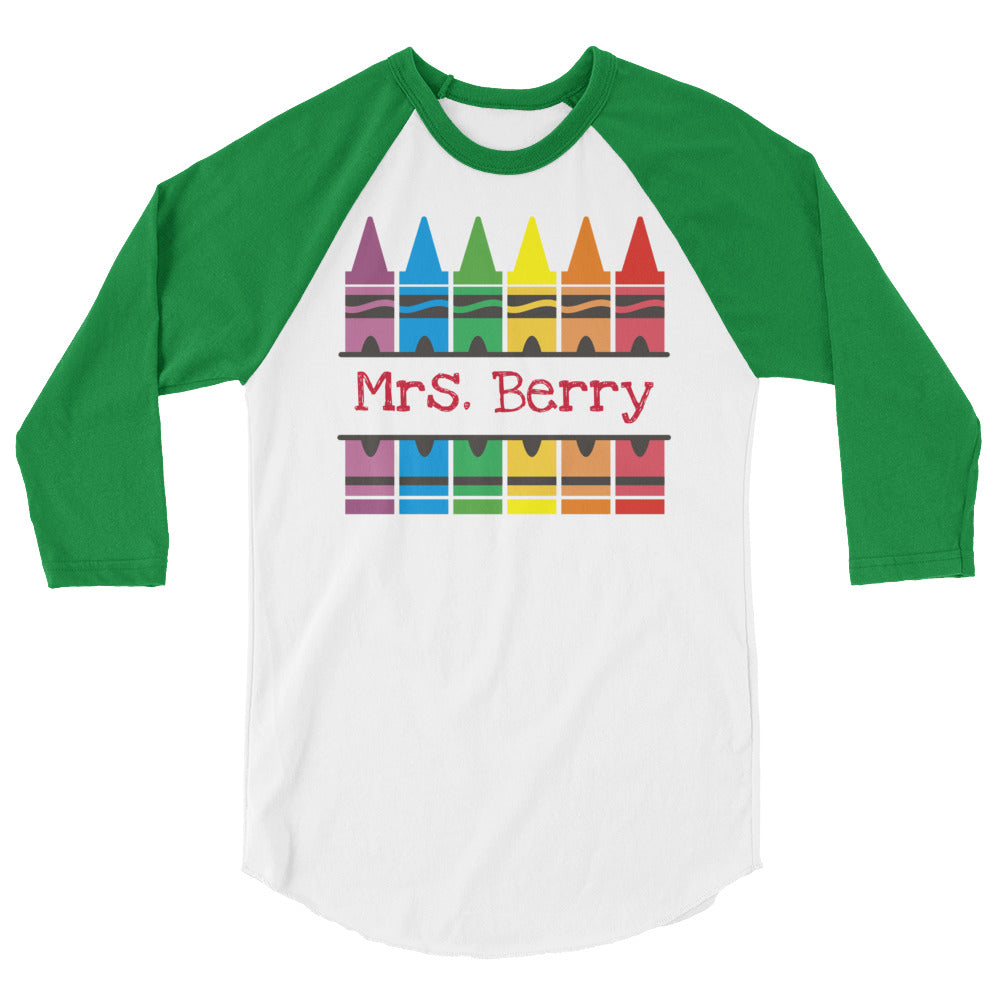 Personalized Crayon Baseball Shirt in 100% Ring-spun Cotton