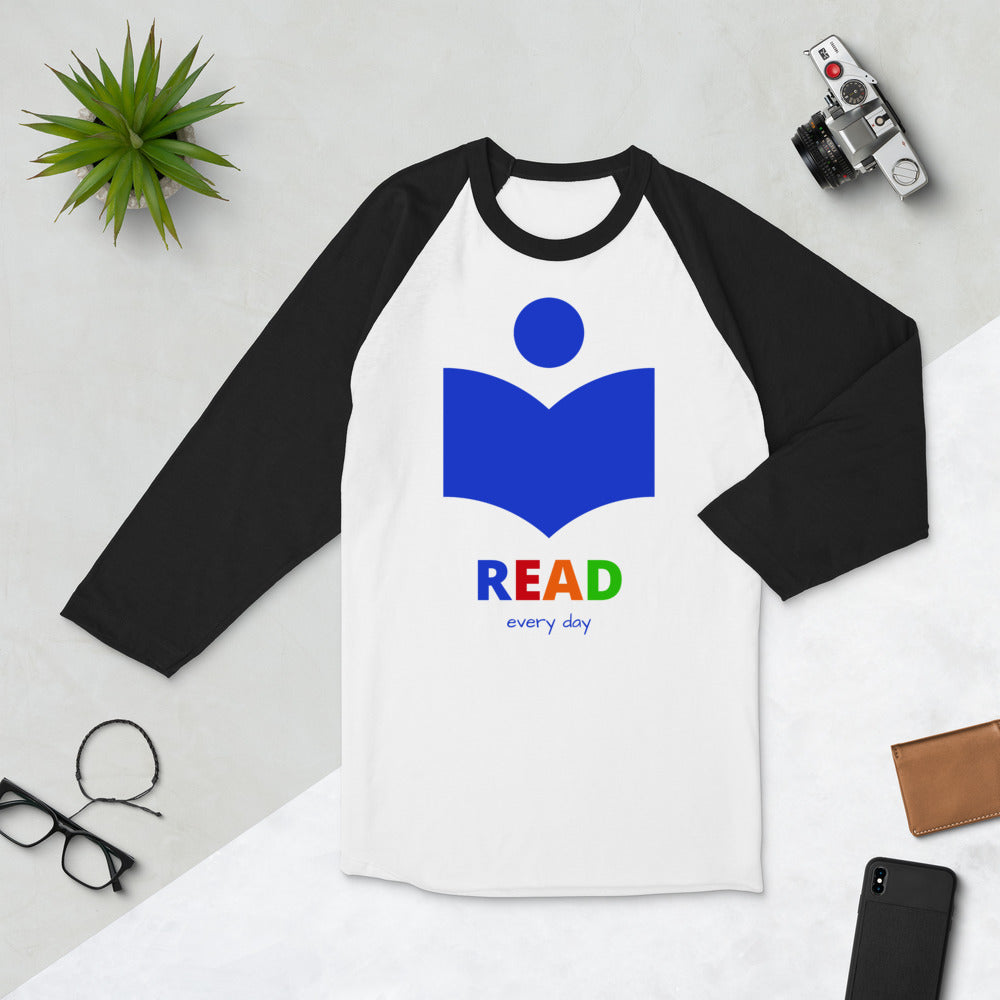 Read Every Day Baseball Shirt in 100% ringspun cotton