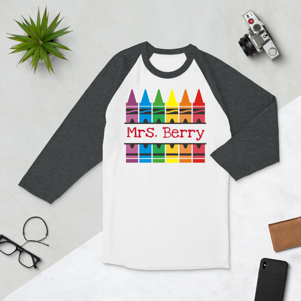 Personalized Crayon Baseball Shirt in 100% Ring-spun Cotton