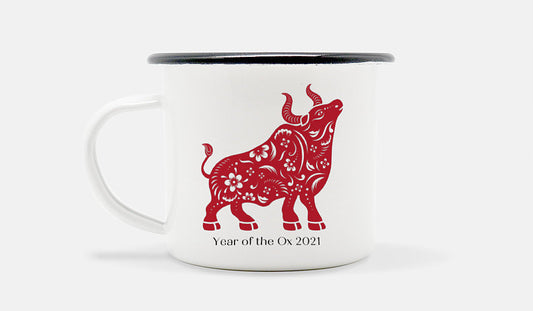 Personalized Year of the Ox Enameled Mug