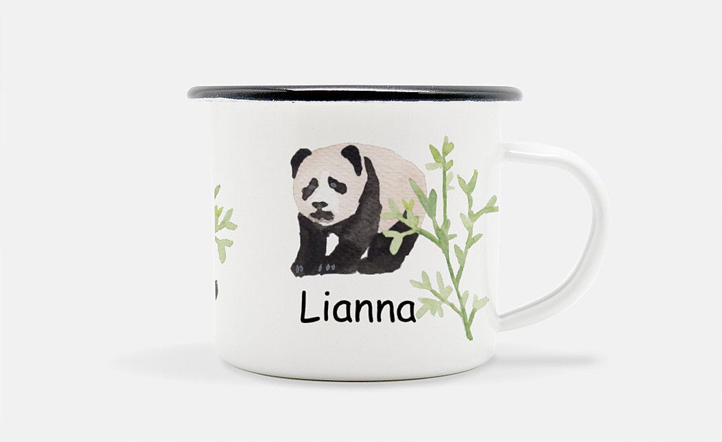 Personalized Watercolor Panda Enamel Mug