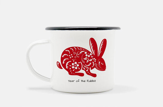 Personalized Year of the Rabbit Chinese Zodiac Enameled Mug