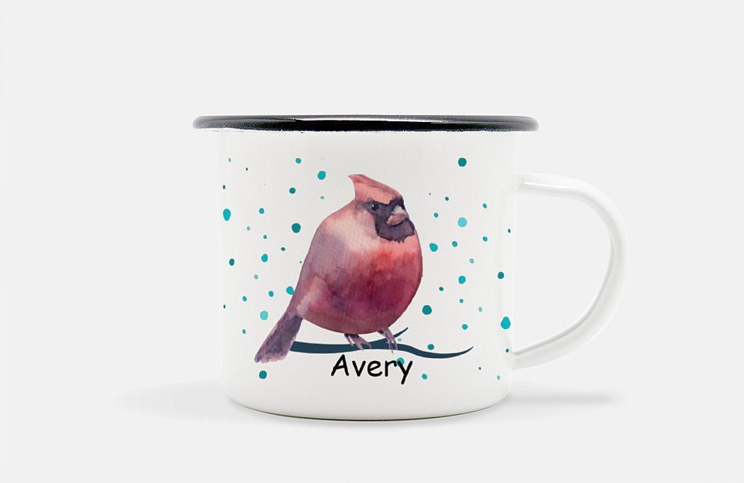 Personalized Cardinal Enameled Mug