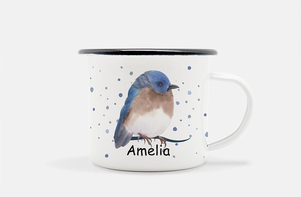 Personalized Watercolor Bird Camp Mug