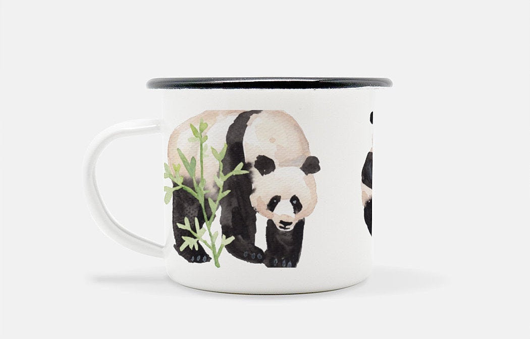 Personalized Watercolor Panda Enamel Mug