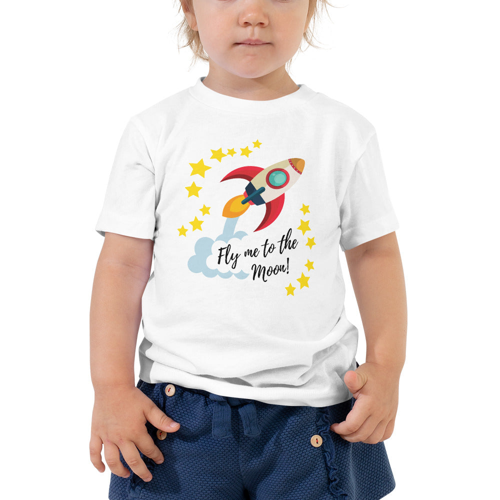 "Fly Me to the Moon" Rocket Toddler Tee