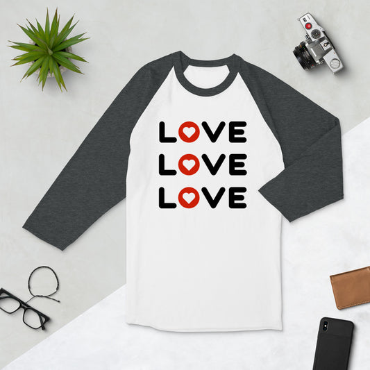 "Love" Baseball Shirt with 3/4 sleeves