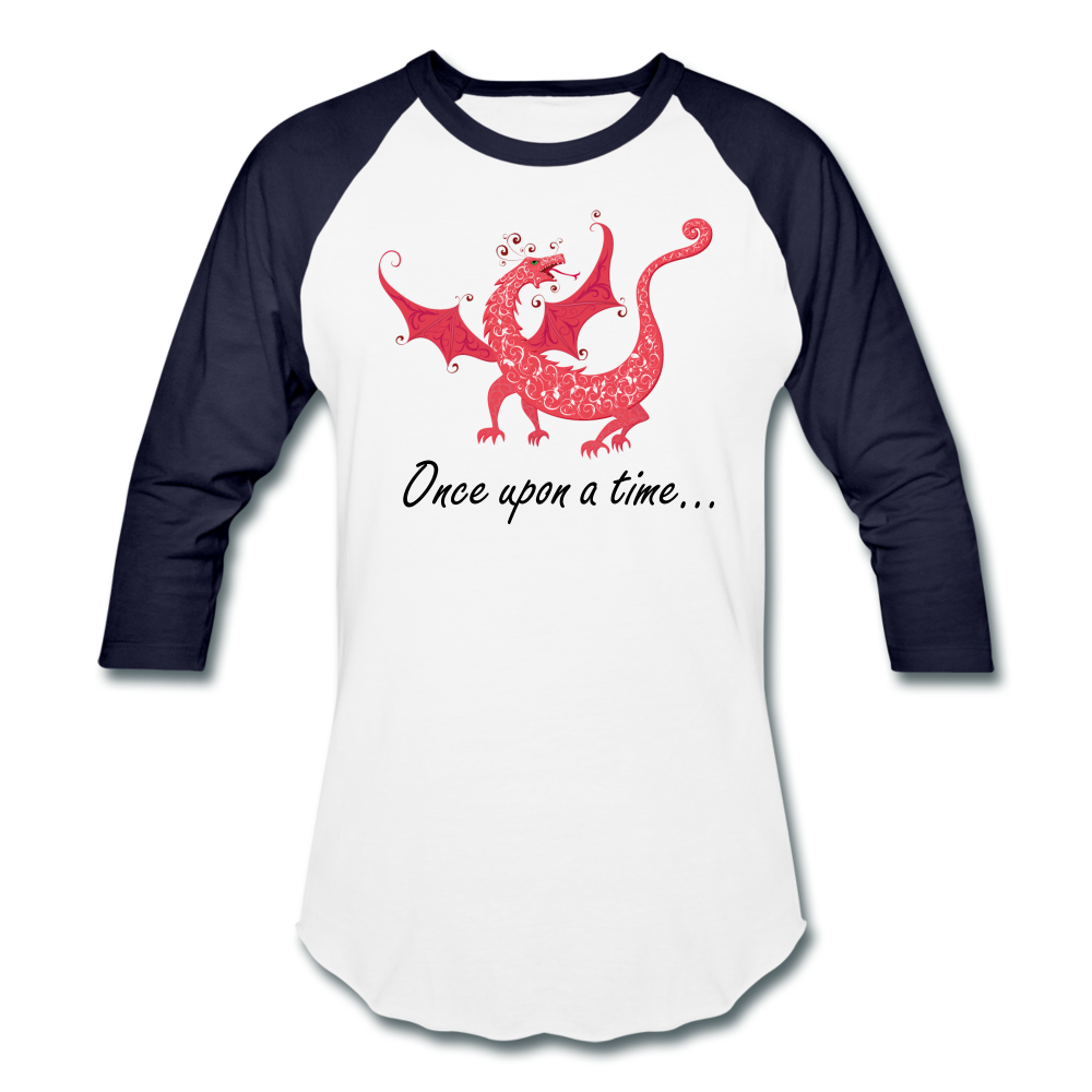 Red Dragon Storytime Baseball Shirt - white/navy