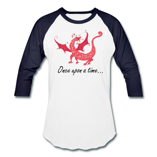 Red Dragon Storytime Baseball Shirt - white/navy