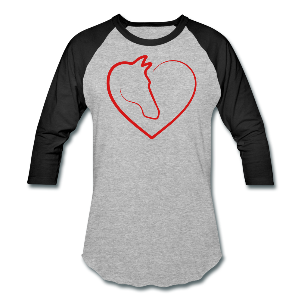 Horse Heart Baseball T-Shirt - heather gray/black