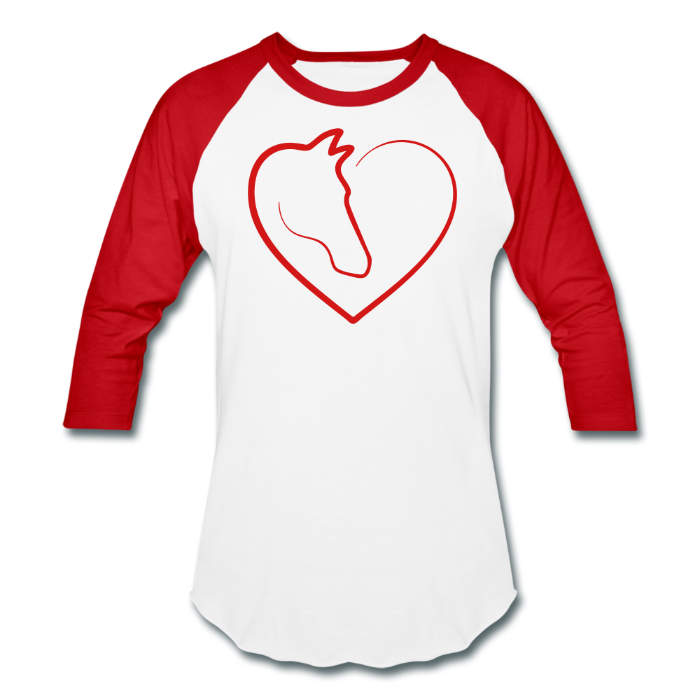 Horse Heart Baseball T-Shirt - white/red